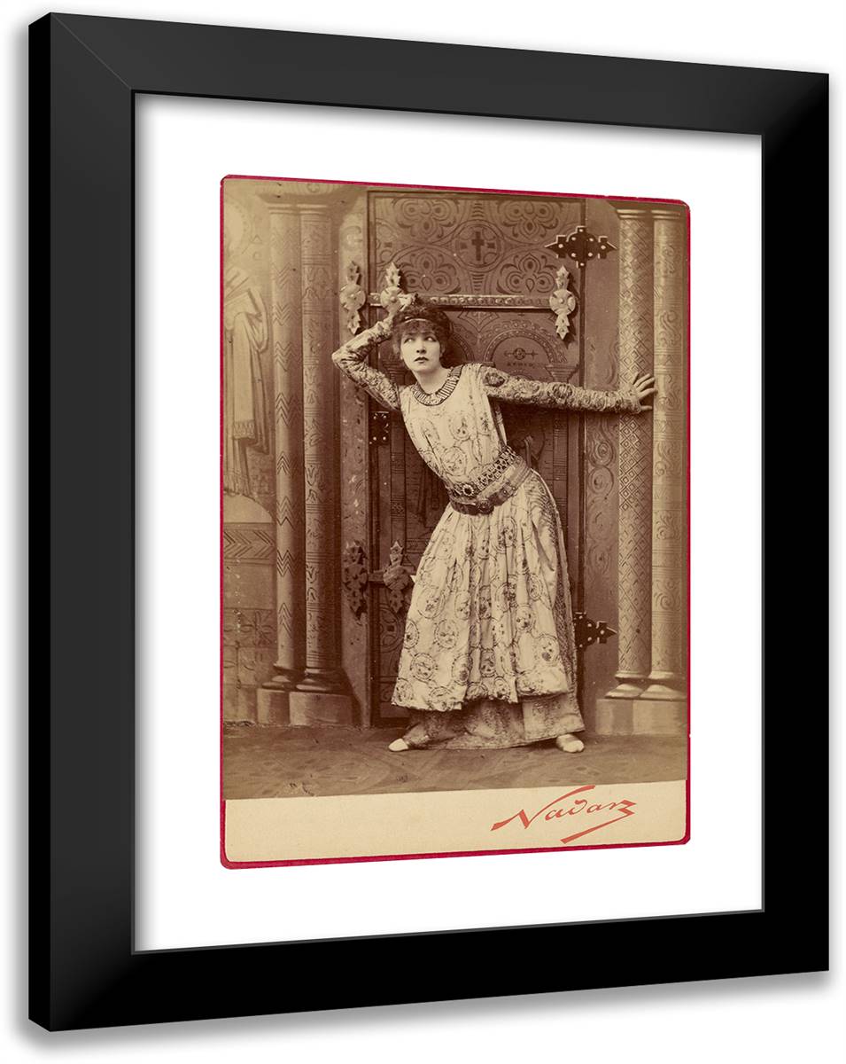 Sarah Bernhardt as the Empress Theodora in Sardou's ´Theodo 18x24 Black Modern Wood Framed Art Print Poster by Nadar, Gaspard