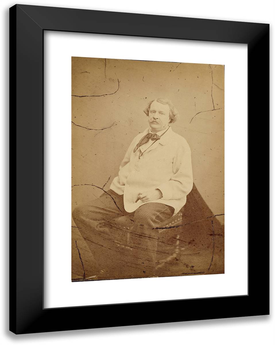 Self Portrait Wearing White Smock Felix Nadar 19x24 Black Modern Wood Framed Art Print Poster by Nadar, Gaspard