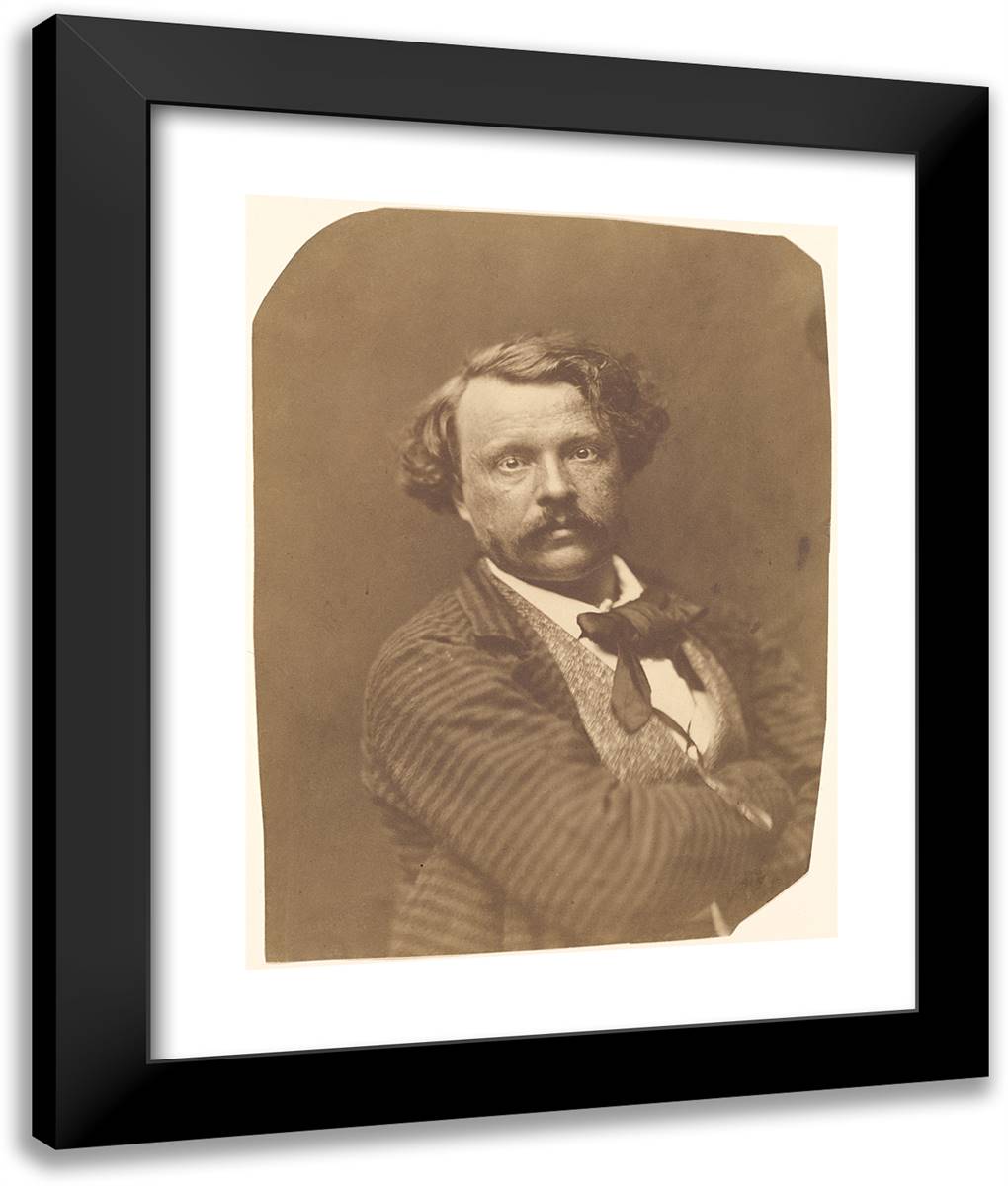 Self-Portrait in Striped Coat 20x24 Black Modern Wood Framed Art Print Poster by Nadar, Gaspard