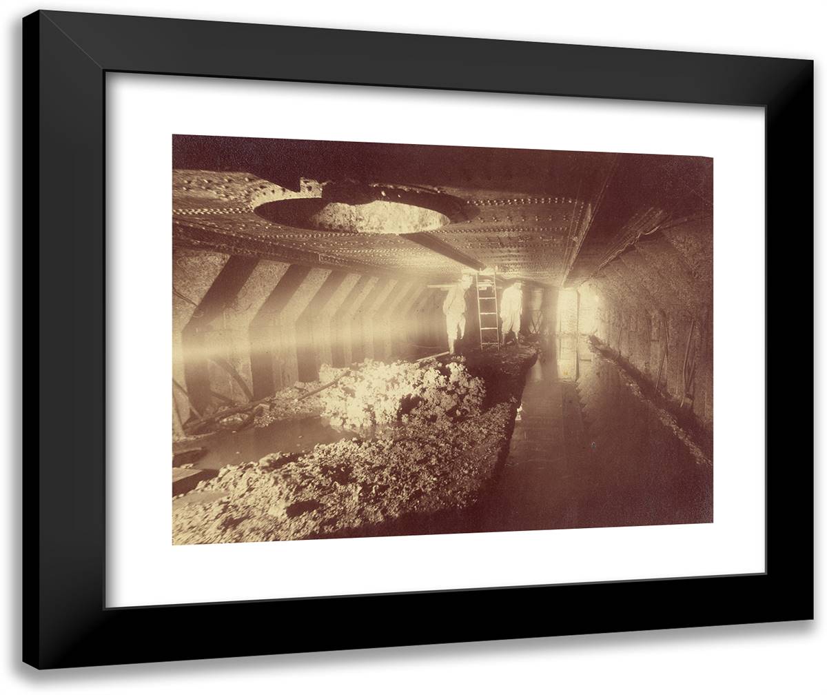View of Marseilles Tunnel Construction 24x20 Black Modern Wood Framed Art Print Poster by Nadar, Gaspard