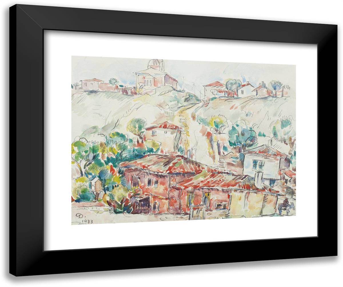 Balcic Houses 24x20 Black Modern Wood Framed Art Print Poster by Darascu, Nicolae