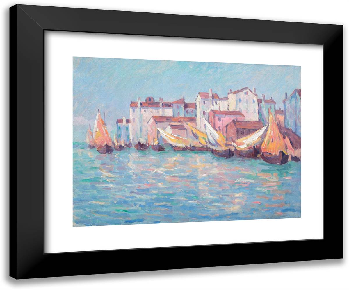 Boats at Chioggia (Venice) 24x20 Black Modern Wood Framed Art Print Poster by Darascu, Nicolae