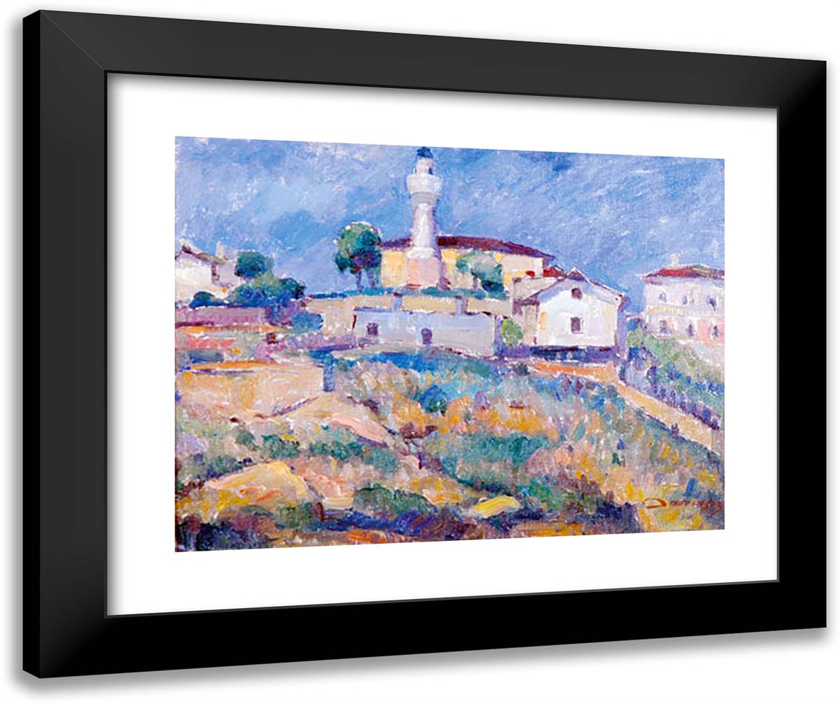 Landscape from Balcic 24x20 Black Modern Wood Framed Art Print Poster by Darascu, Nicolae