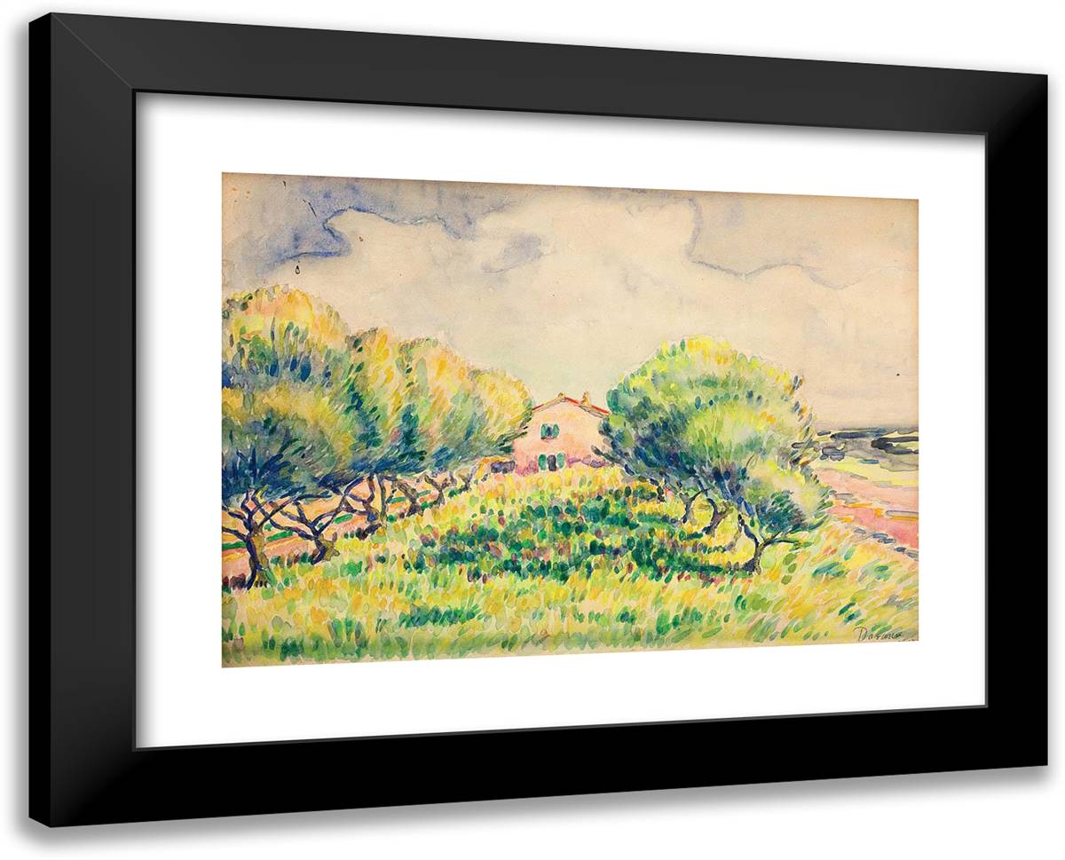 Landscape from Provence 24x19 Black Modern Wood Framed Art Print Poster by Darascu, Nicolae