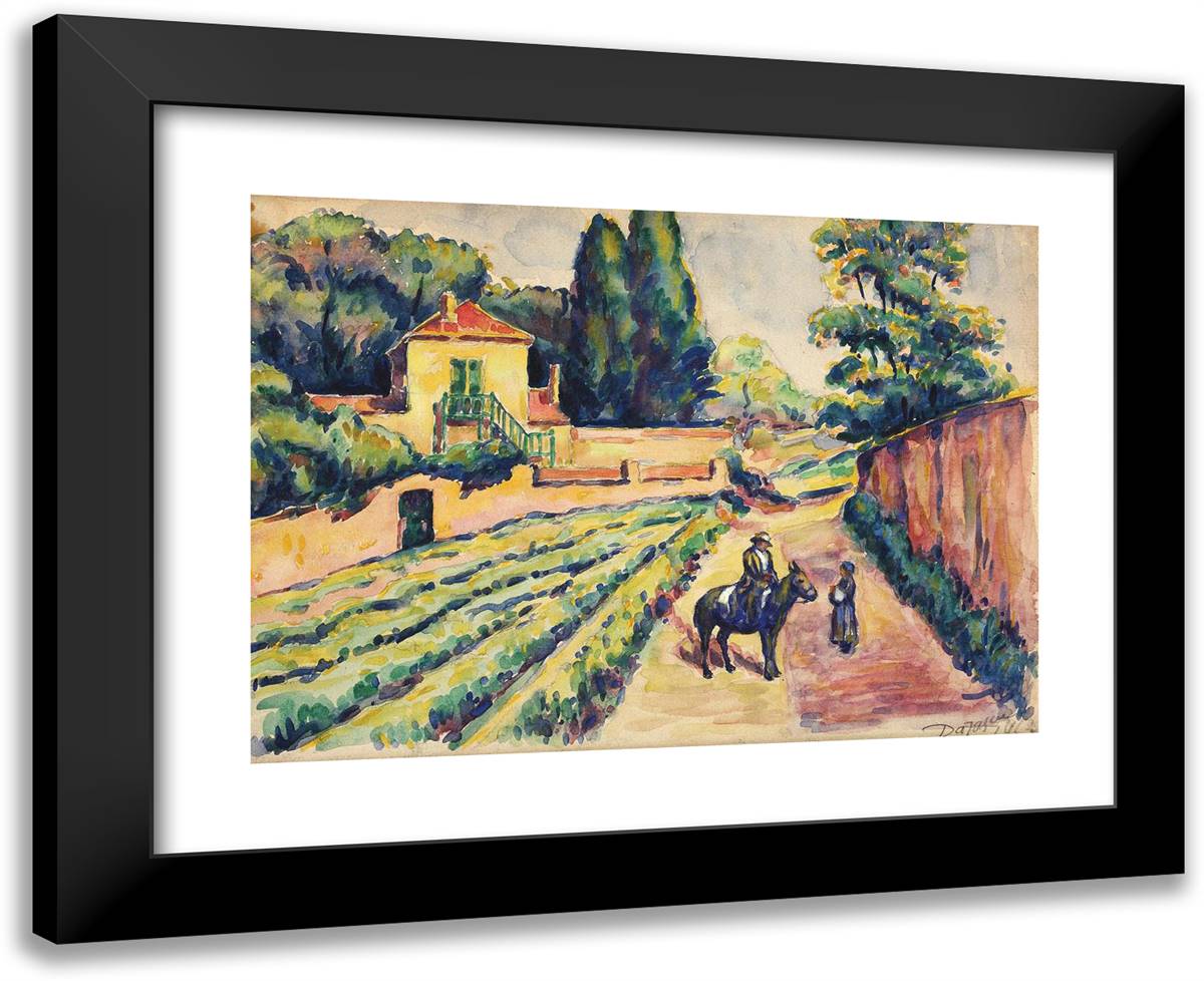 Landscape from Saint Tropez 24x20 Black Modern Wood Framed Art Print Poster by Darascu, Nicolae