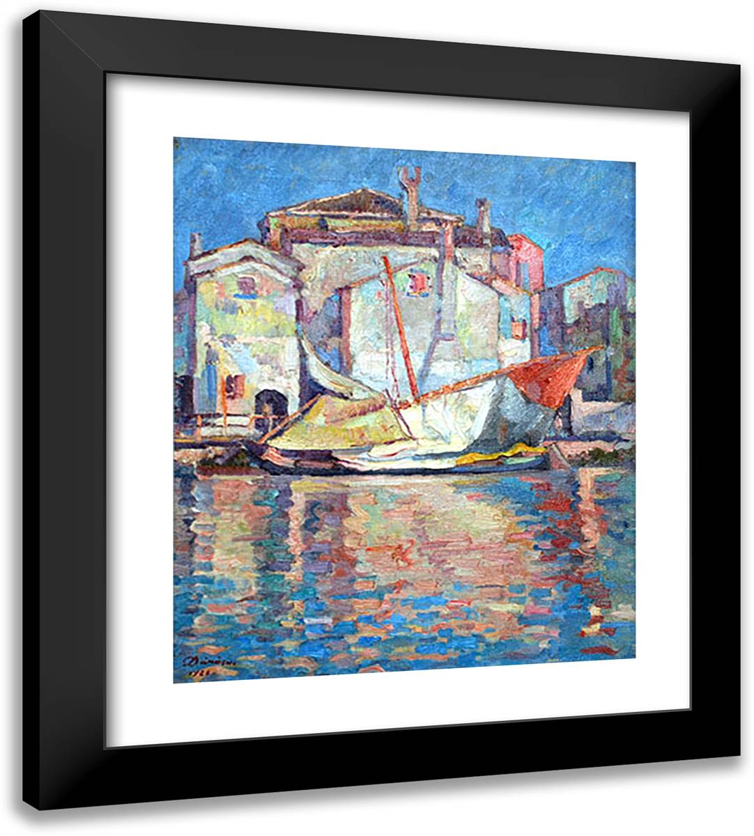Marina 20x22 Black Modern Wood Framed Art Print Poster by Darascu, Nicolae