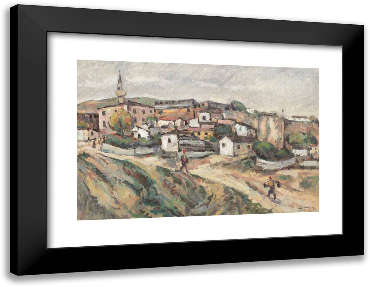 Road Towards the Drinking Fountain, Balcic 24x19 Black Modern Wood Framed Art Print Poster by Darascu, Nicolae