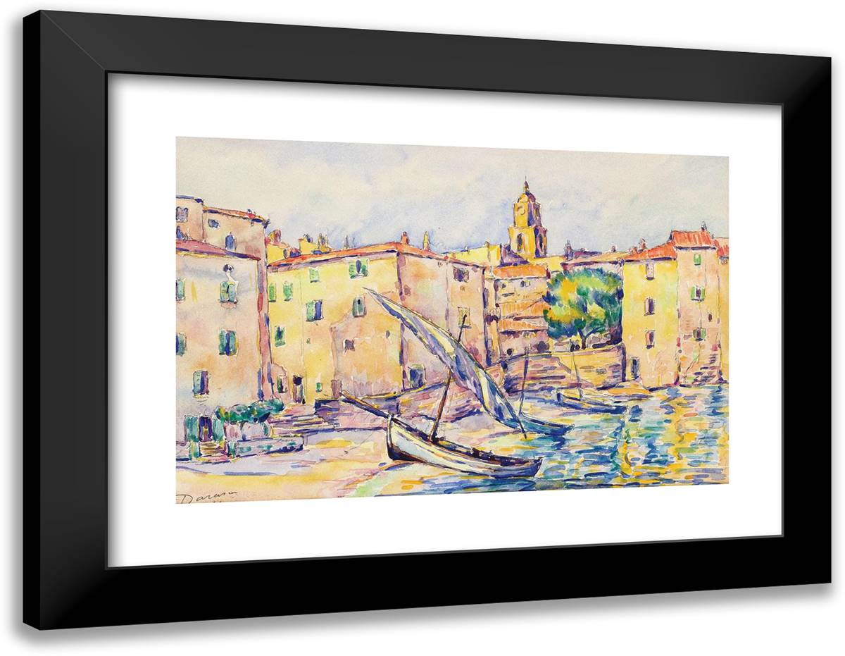 Saint Tropez 24x19 Black Modern Wood Framed Art Print Poster by Darascu, Nicolae