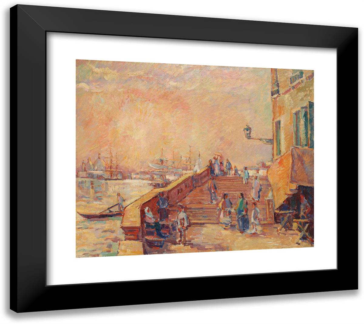 Venice Cliff Seen from San Marco Piazza 22x20 Black Modern Wood Framed Art Print Poster by Darascu, Nicolae