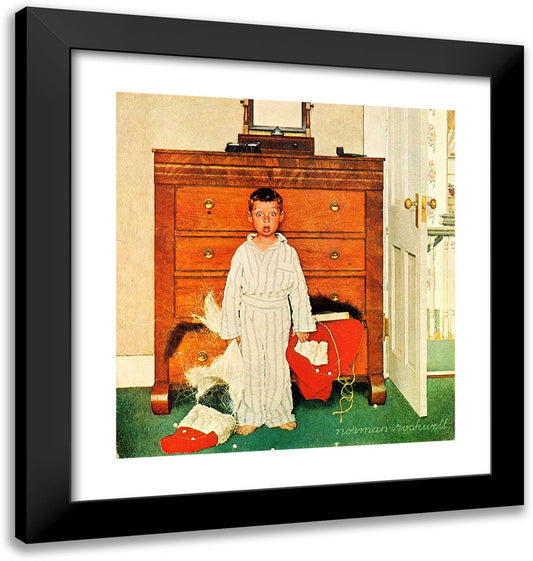 Bottom Drawer 20x21 Black Modern Wood Framed Art Print Poster by Rockwell, Norman