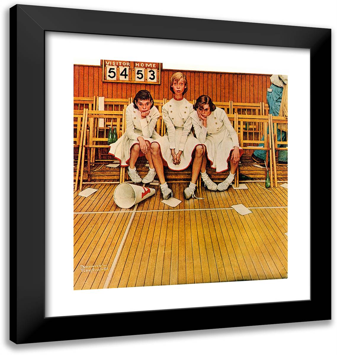 Cheerleaders 20x21 Black Modern Wood Framed Art Print Poster by Rockwell, Norman