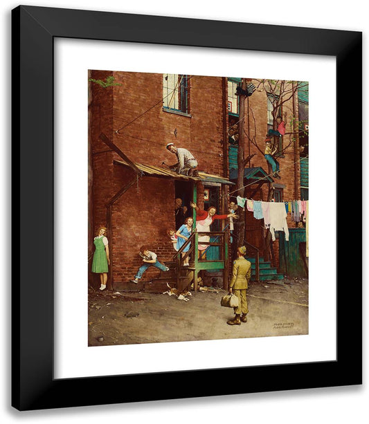 Coming Home for Christmas 20x23 Black Modern Wood Framed Art Print Poster by Rockwell, Norman