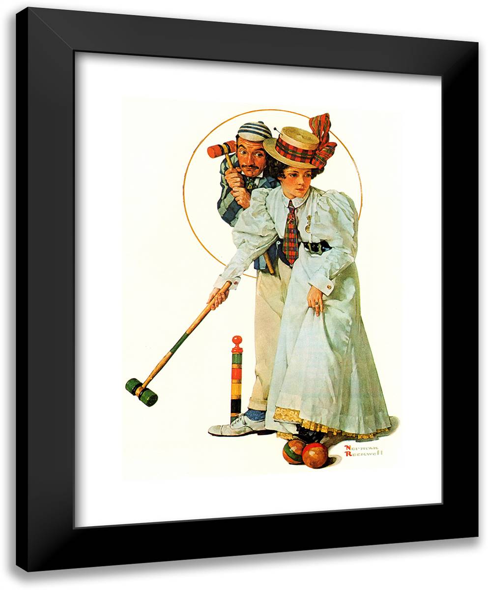 Croquet 19x24 Black Modern Wood Framed Art Print Poster by Rockwell, Norman