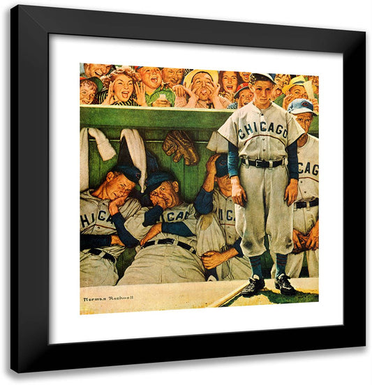 Cubs Dugout 20x21 Black Modern Wood Framed Art Print Poster by Rockwell, Norman