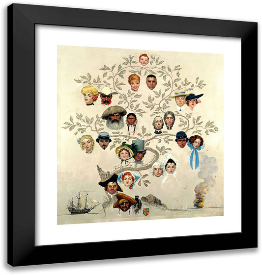 Family Tree 20x21 Black Modern Wood Framed Art Print Poster by Rockwell, Norman