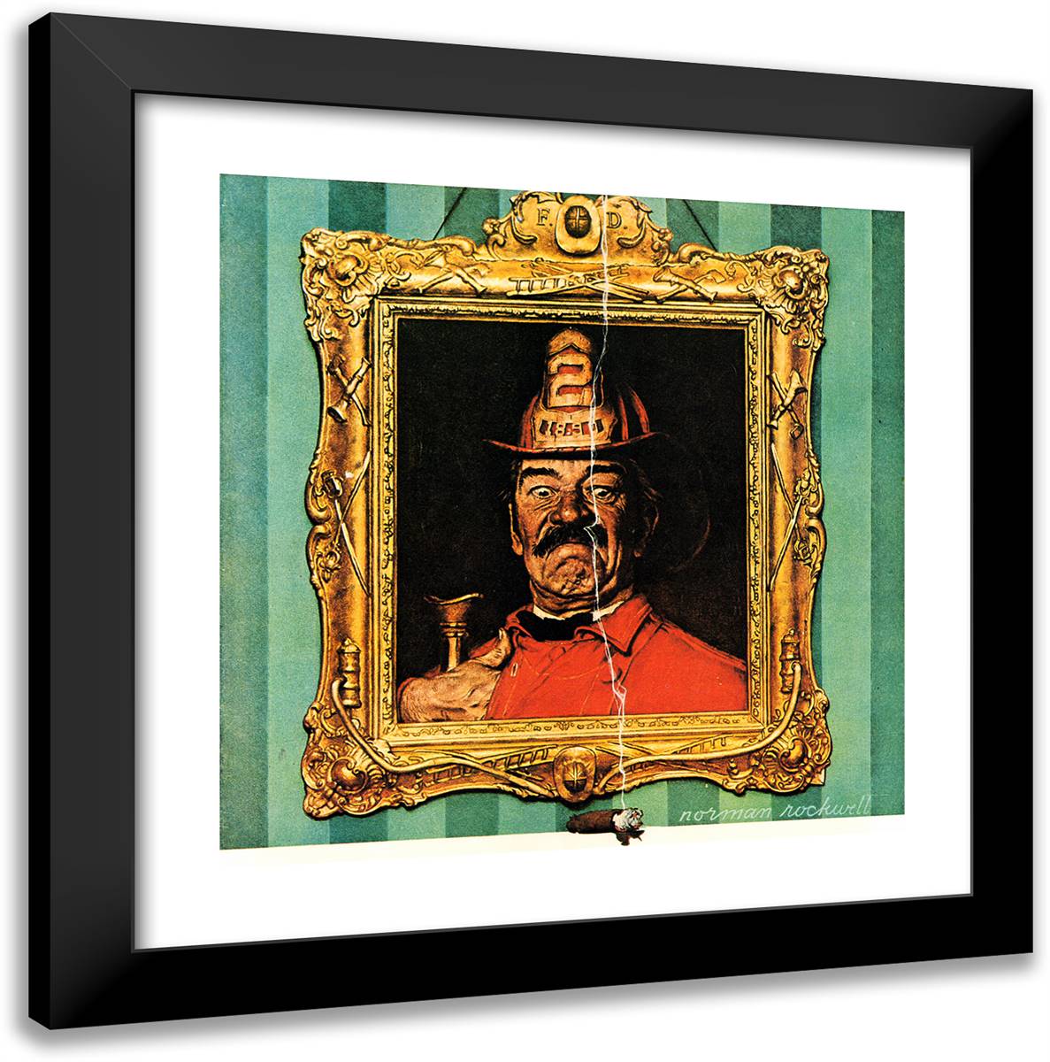 Fire -1944 20x20 Black Modern Wood Framed Art Print Poster by Rockwell, Norman