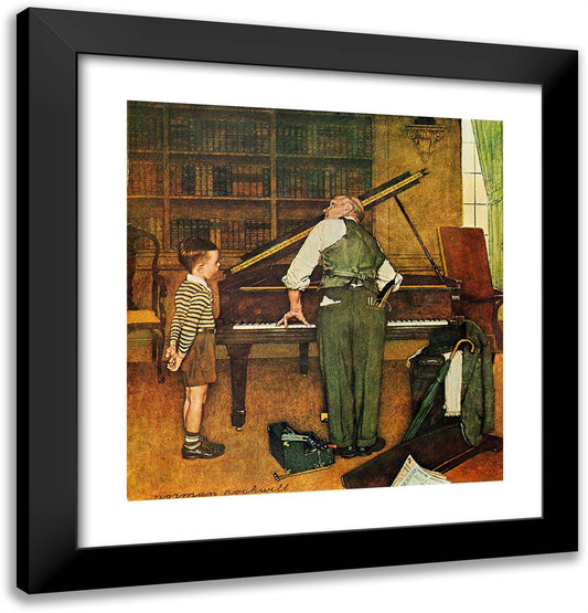 Piano Tuner 20x21 Black Modern Wood Framed Art Print Poster by Rockwell, Norman
