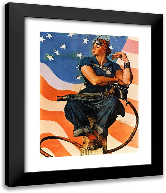 Rosie the Riveter 20x24 Black Modern Wood Framed Art Print Poster by Rockwell, Norman