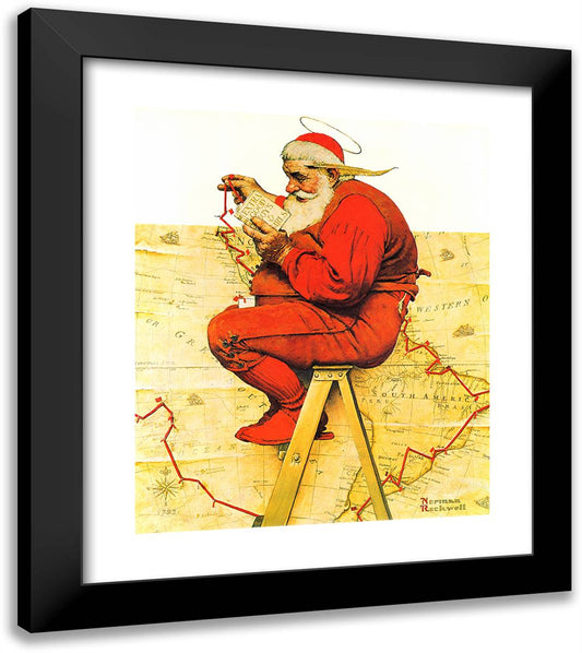 Santa Claus 20x23 Black Modern Wood Framed Art Print Poster by Rockwell, Norman