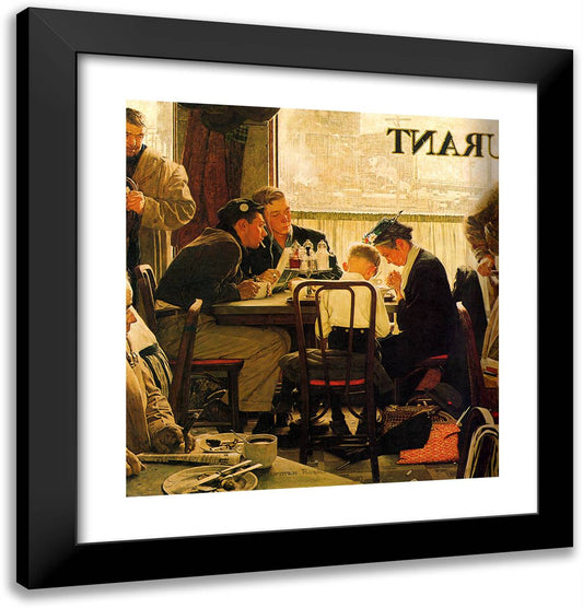 Saying Grace 20x21 Black Modern Wood Framed Art Print Poster by Rockwell, Norman