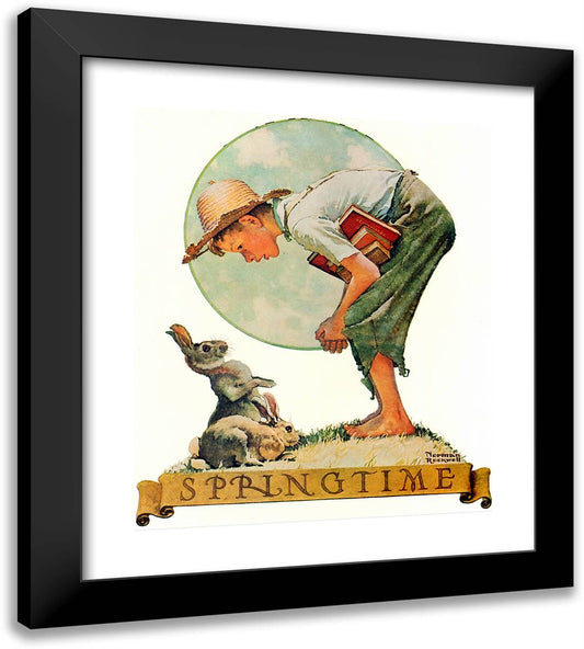 Springtime 20x22 Black Modern Wood Framed Art Print Poster by Rockwell, Norman