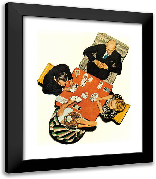 The Bid (Poker) 20x23 Black Modern Wood Framed Art Print Poster by Rockwell, Norman
