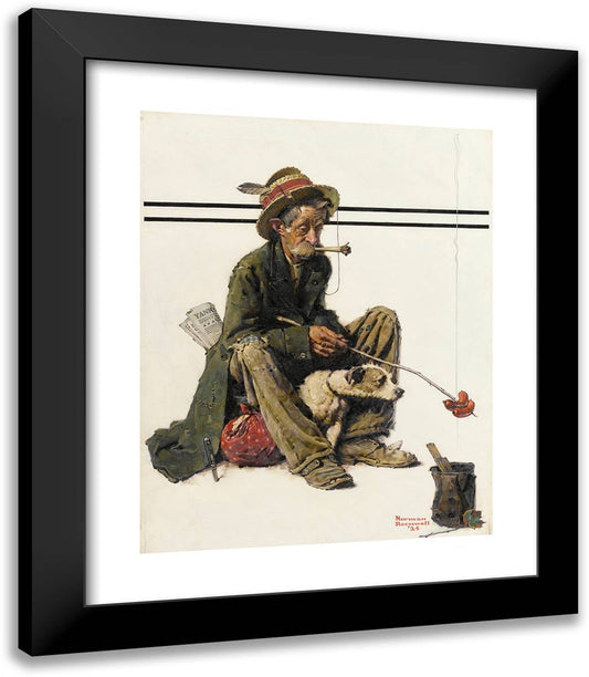 The Hobo Dining Out 20x23 Black Modern Wood Framed Art Print Poster by Rockwell, Norman