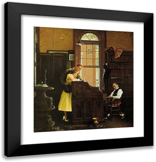 The Marriage License 20x21 Black Modern Wood Framed Art Print Poster by Rockwell, Norman