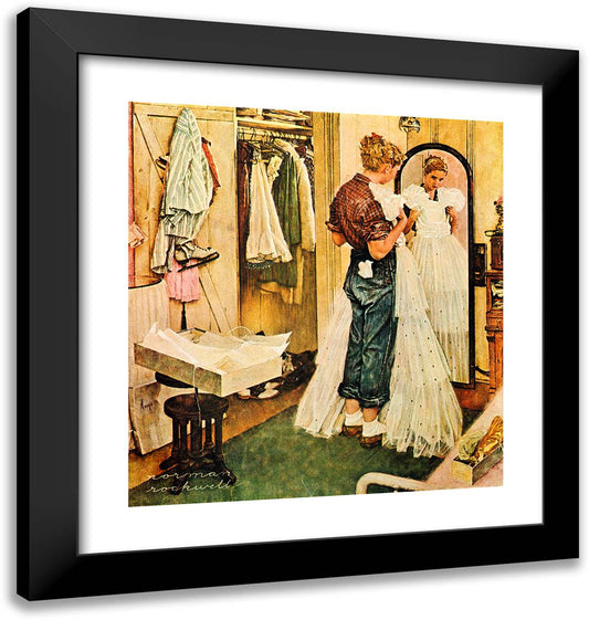 The Prom Dress 20x21 Black Modern Wood Framed Art Print Poster by Rockwell, Norman