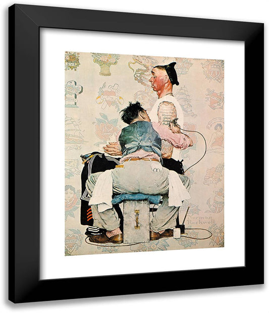The Tattooist 20x24 Black Modern Wood Framed Art Print Poster by Rockwell, Norman