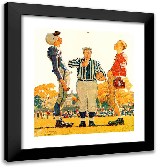 The Toss (Football) 20x21 Black Modern Wood Framed Art Print Poster by Rockwell, Norman