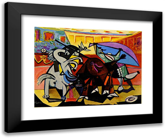 A Bullfight 24x20 Black Modern Wood Framed Art Print Poster by Picasso, Pablo