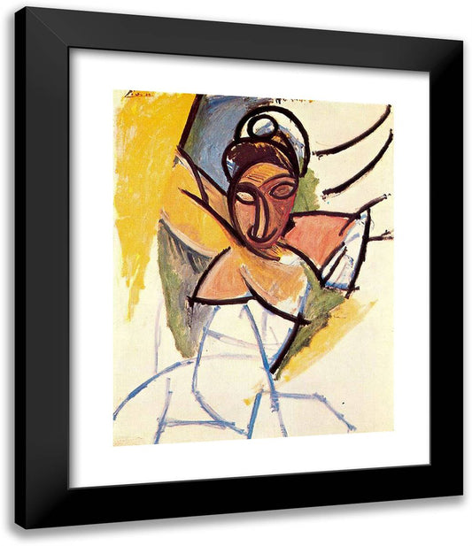 A Girl from Avignon 20x24 Black Modern Wood Framed Art Print Poster by Picasso, Pablo