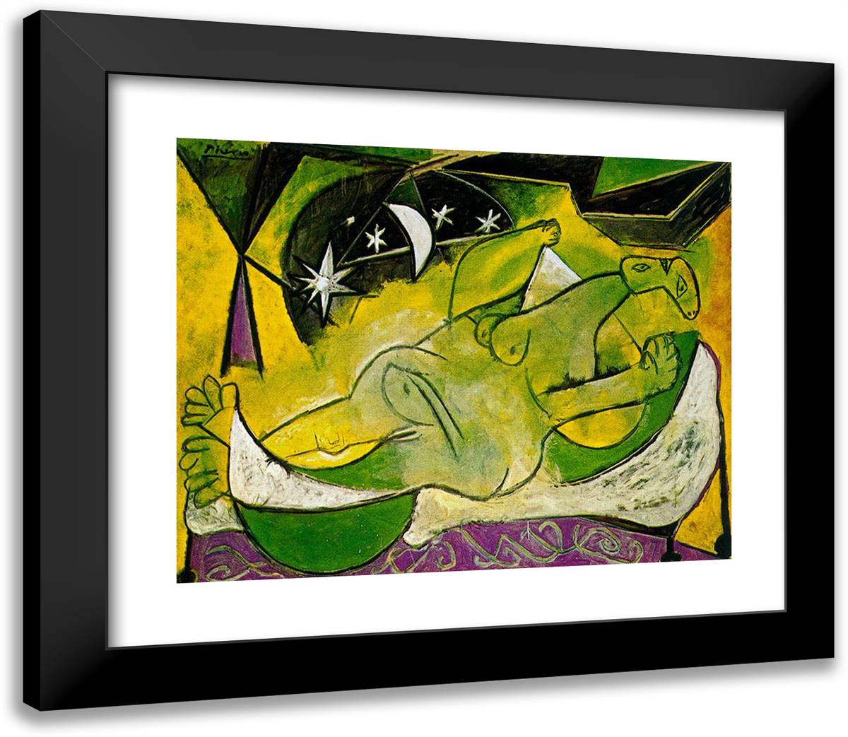 A Reclining Female Nude 23x20 Black Modern Wood Framed Art Print Poster by Picasso, Pablo