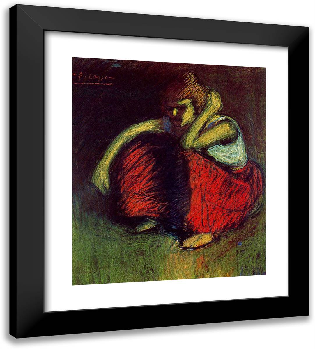 A Red Skirt 20x22 Black Modern Wood Framed Art Print Poster by Picasso, Pablo