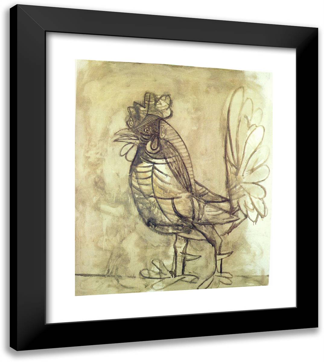 A Rooster 20x23 Black Modern Wood Framed Art Print Poster by Picasso, Pablo