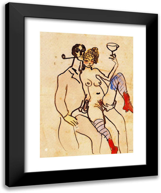 Angel Fernandez De Soto with Woman 20x24 Black Modern Wood Framed Art Print Poster by Picasso, Pablo