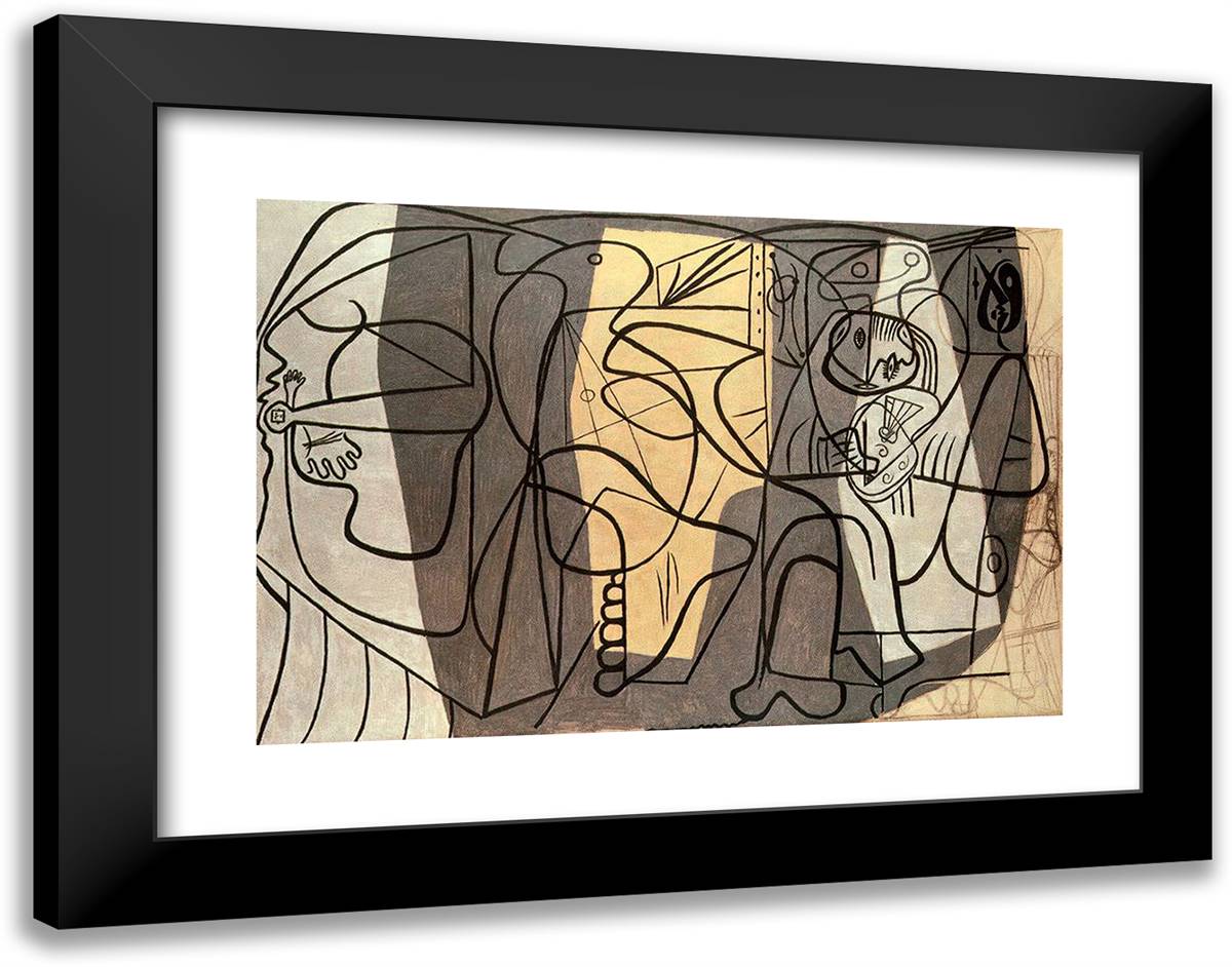 Artist and His Model 24x19 Black Modern Wood Framed Art Print Poster by Picasso, Pablo