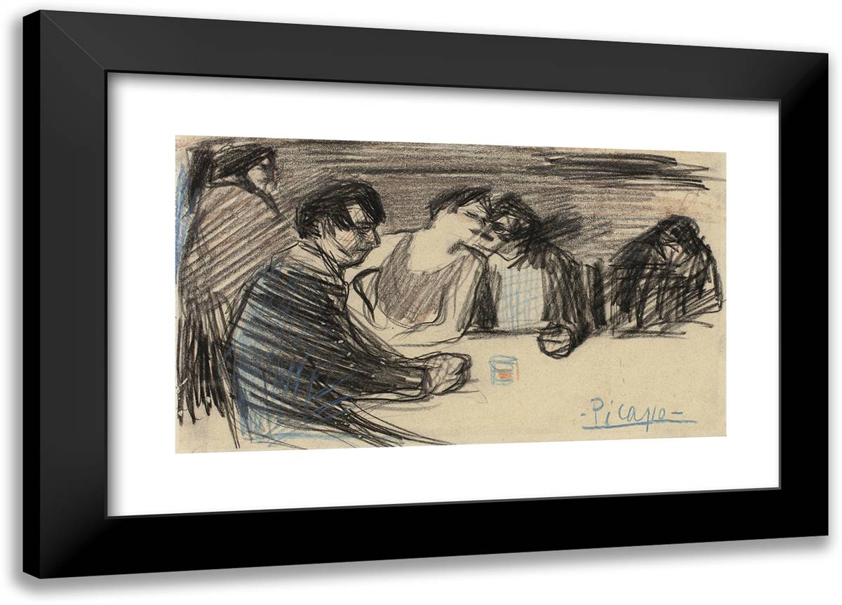 At the Cabaret 24x17 Black Modern Wood Framed Art Print Poster by Picasso, Pablo