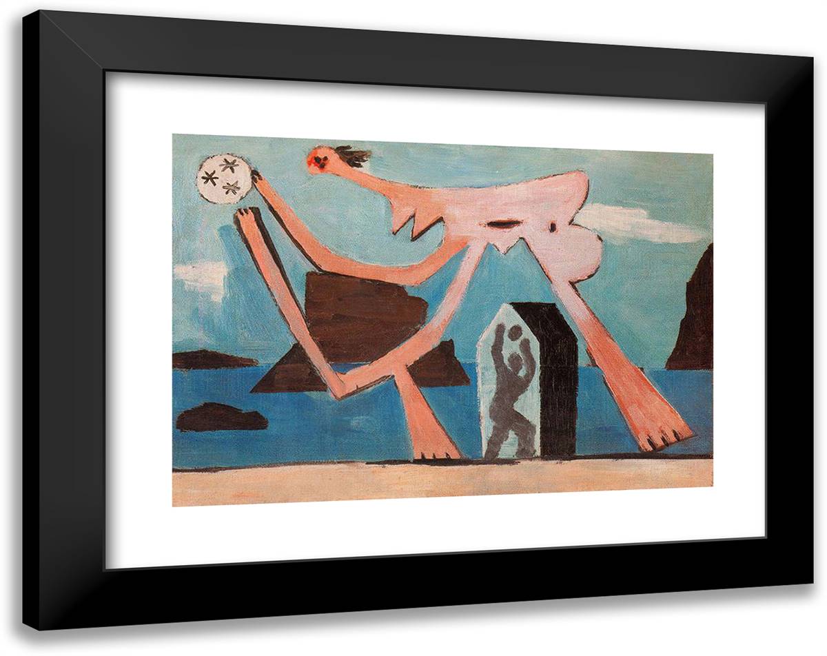 Ballplayers on the Beach 24x19 Black Modern Wood Framed Art Print Poster by Picasso, Pablo