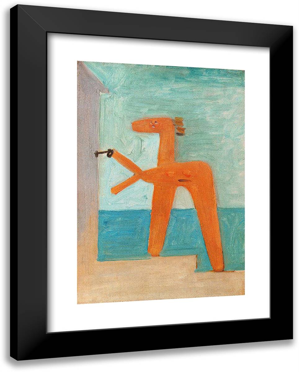 Bather Opening a Cabin 19x24 Black Modern Wood Framed Art Print Poster by Picasso, Pablo