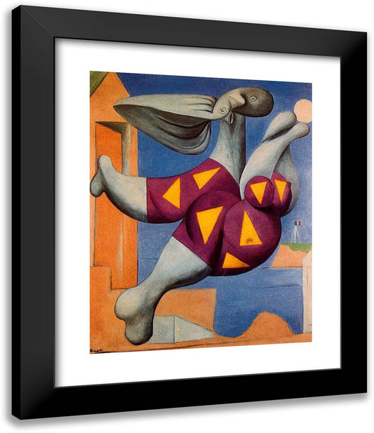 Bather with Beach Ball 20x24 Black Modern Wood Framed Art Print Poster by Picasso, Pablo