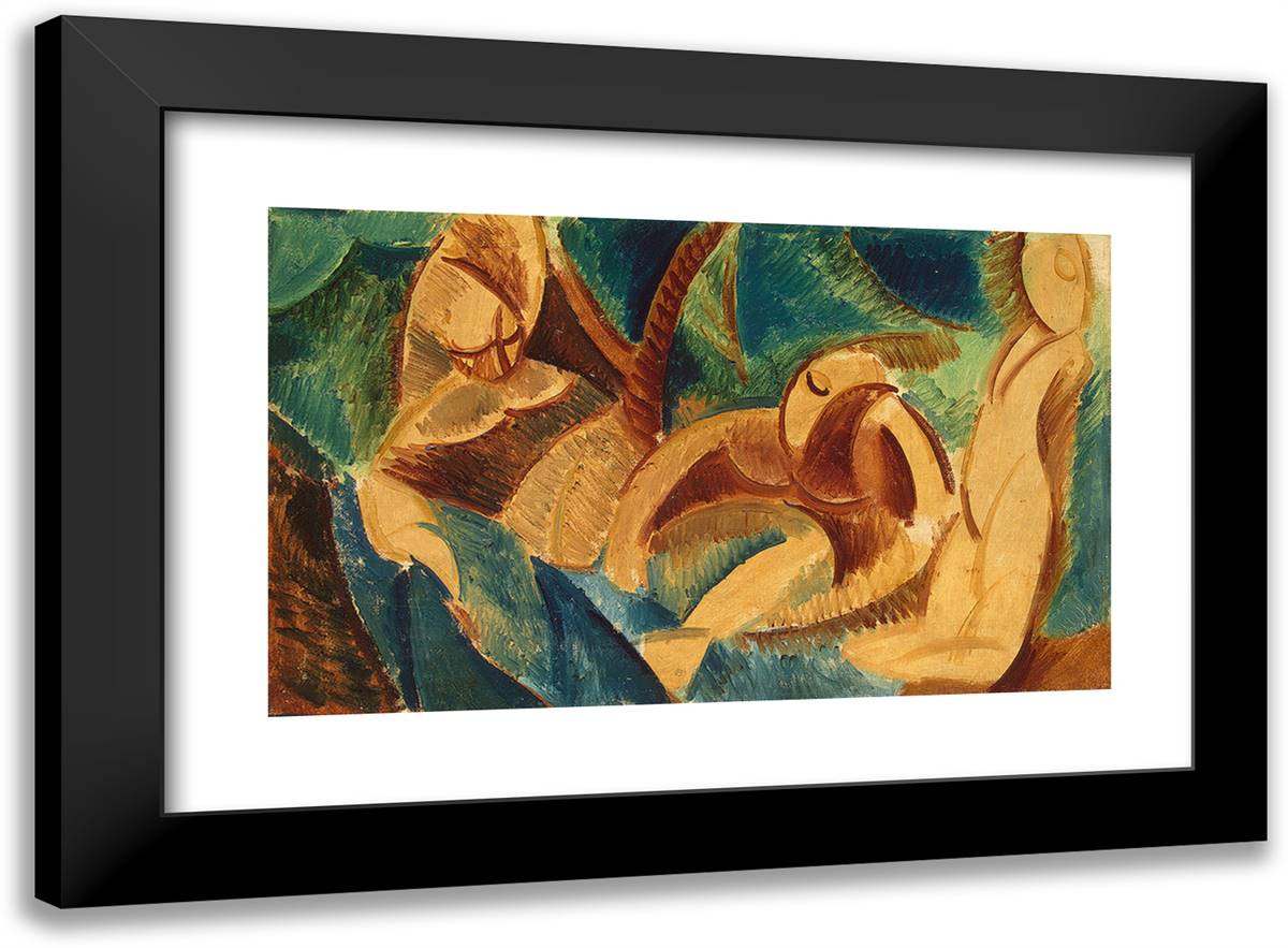 Bathing 24x18 Black Modern Wood Framed Art Print Poster by Picasso, Pablo