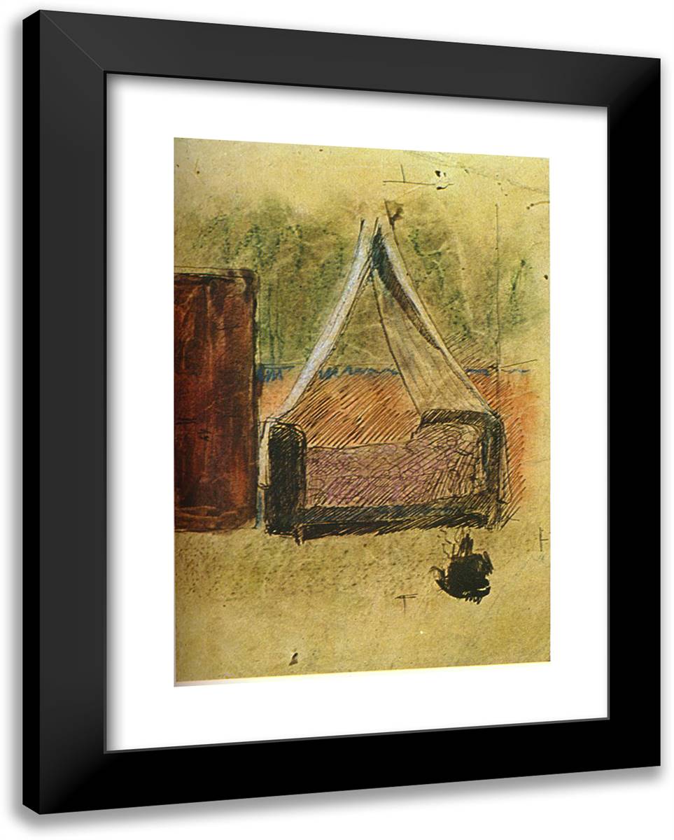 Bed with Mosquito Nets 19x24 Black Modern Wood Framed Art Print Poster by Picasso, Pablo