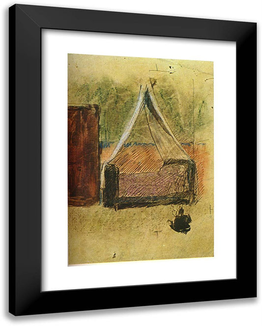 Bed with Mosquito Nets 19x24 Black Modern Wood Framed Art Print Poster by Picasso, Pablo