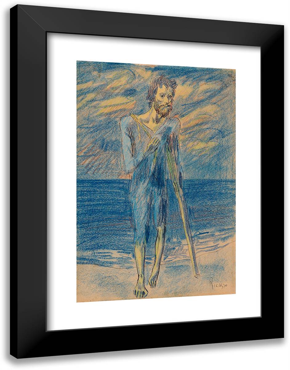 Beggar with Crutch 18x24 Black Modern Wood Framed Art Print Poster by Picasso, Pablo