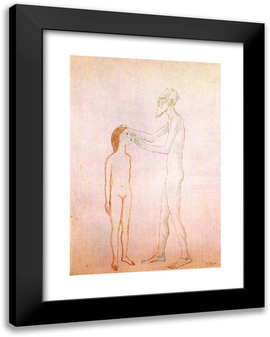 Blind Man and Girl 19x24 Black Modern Wood Framed Art Print Poster by Picasso, Pablo