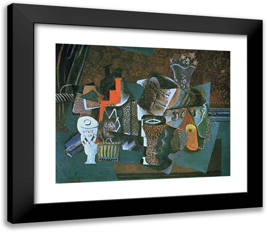 Bottle of Black Rum (Vive La France) 23x20 Black Modern Wood Framed Art Print Poster by Picasso, Pablo