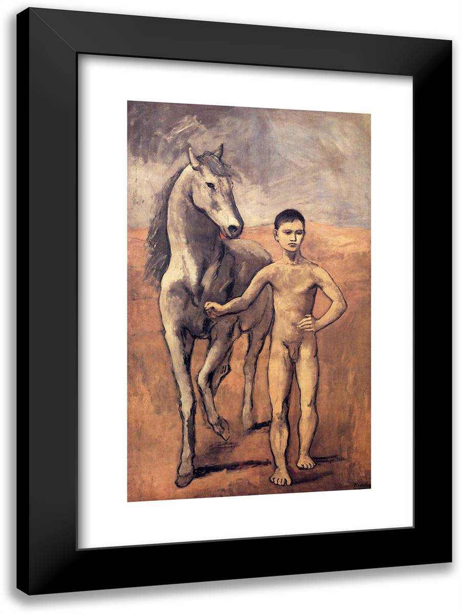 Boy Leading a Horse 17x24 Black Modern Wood Framed Art Print Poster by Picasso, Pablo