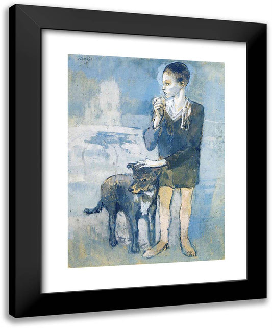 Boy with a Dog 19x24 Black Modern Wood Framed Art Print Poster by Picasso, Pablo